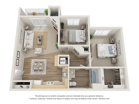 Floor plan for 2 beds, 1 bath, 900 sqft